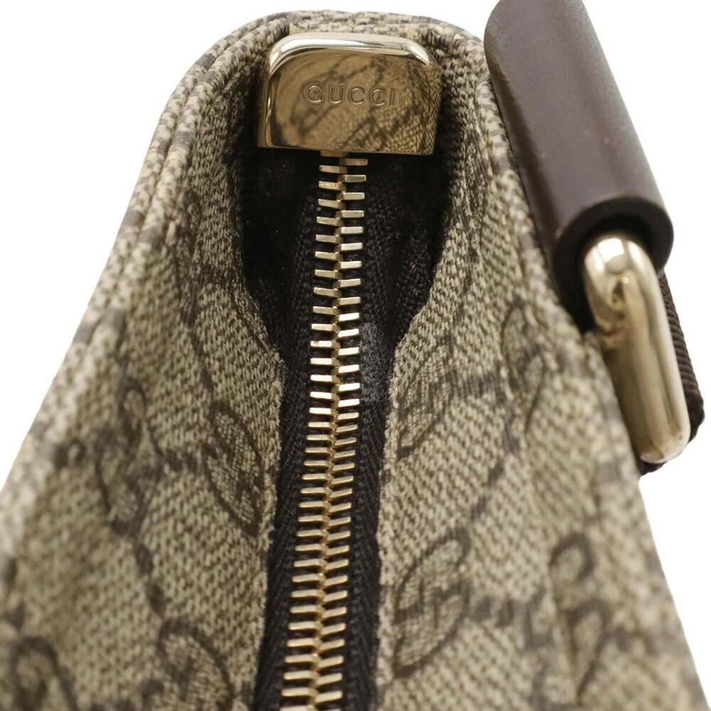 GUCCI GG Supreme Plus Shoulder Bag in PVC and Leather, Khaki Beige, Brown, Da... - Picture 7 of 10